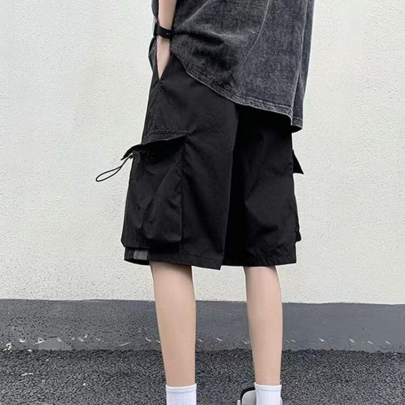 Рабочие шорты в американском стиле, мужские летние, тонкие, с большими карманами, повседневные брюки, свободные, прямые, пятиминутные брюки