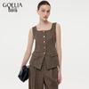 GOELIA Washed Wool Square Neck Vest