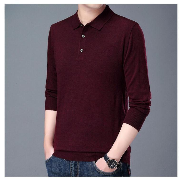 Осенне-зимние трикотажные рубашки Мужская мода Однотонные с лацканами Базовые Мужские топы с длинным рукавом Свитера Мужские