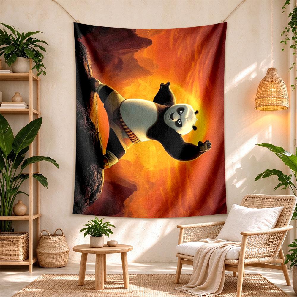 Kung Fu Panda Retro Tapestry Retro Boho Made For Balcony Living Room Studio Wall Indoor Vintage Wall Art Gift For Thanksgiving Christmas