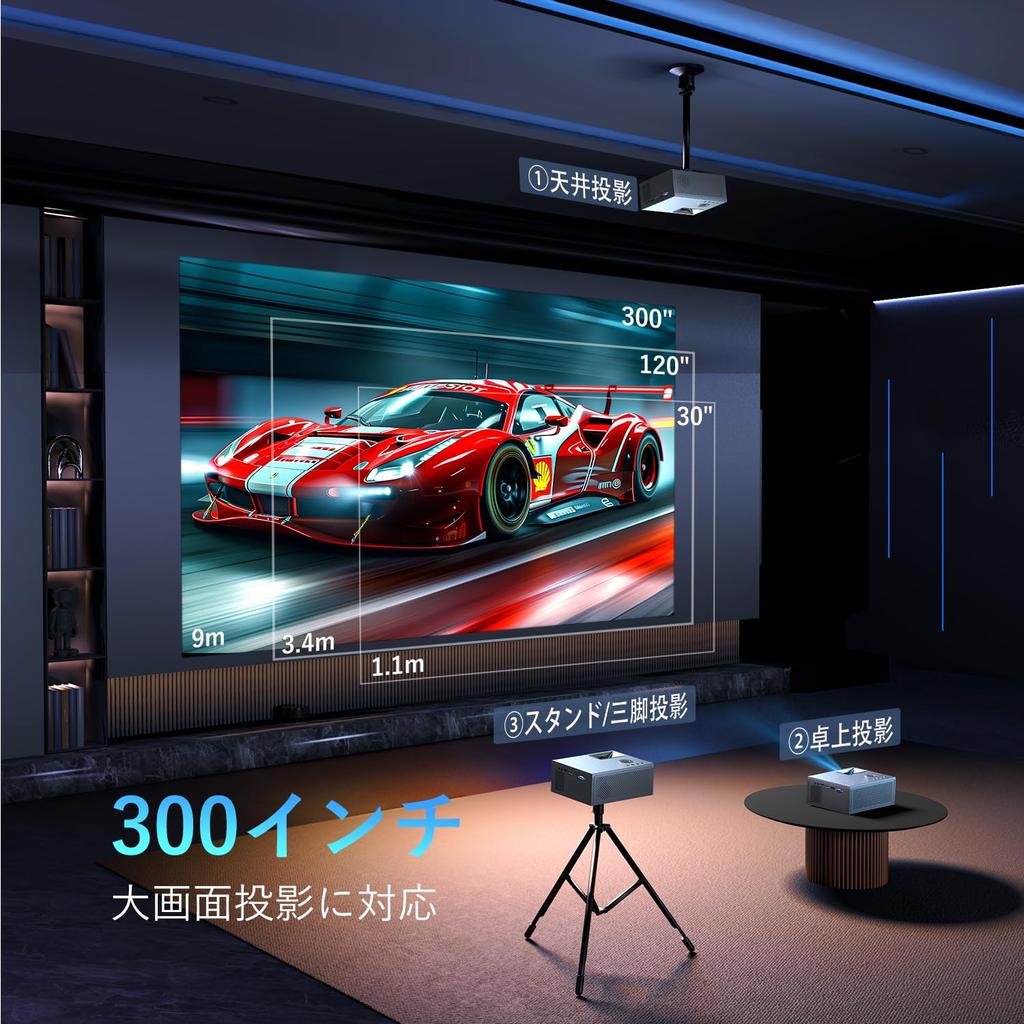 Электрический проектор нового поколения OWNKNEW 1080P 4K для домашнего потолка с функцией мгновенного увеличения 5G Bluetooth, подключаемый к телевизору [2025 и Focus], компактный,