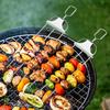 Stainless Steel BBQ Kebab Skewer with Slider Reusable Barbecue Skewers Easy Release Meat for Outdoor Grilling Camping Picnic