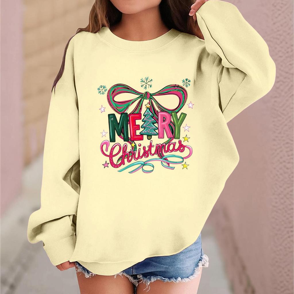 Children's Fashionable Casual Long-sleeved Loose Christmas Print Pullover Sweatshirt