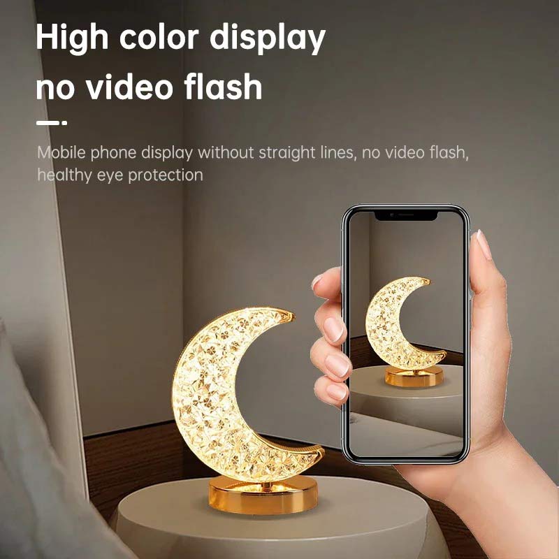 3D Лунный Кристалл Настольная Лампа Сенсорное Диммирование USB Перезаряжаемая Ночная Лампа Для Спальни Комнаты Эстетичный Декор Домашние Украшения Орнамент