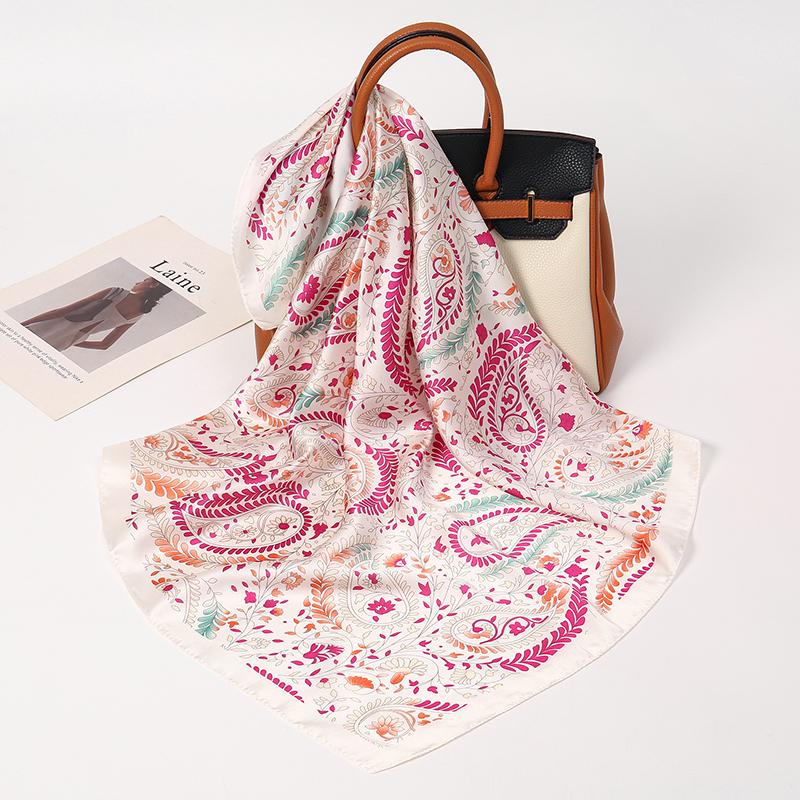 Fashion Print Silk Hairbands Scarf Women Spring New Elagant Floral Bandana Neck Kerchief Head Bands Foulard Female Scarfs
