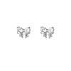 2023 Trend: Korean Style Zircon Bow Stud Earrings In 925 Sterling Silver
