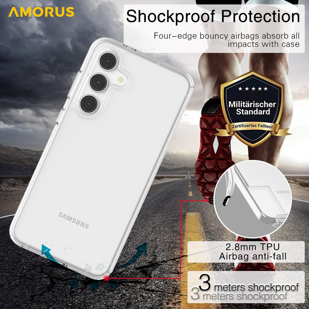 AMORUS For Samsung Galaxy S25 FE Case Soft TPU Hard PC Back Shockproof Phone Cover