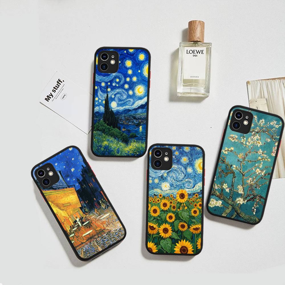 Художественный чехол для телефона Винсента Ван Гога Для iPhone 16e 16 15 14 13 12 11 Pro Max X XS Max Plus Матовый Прозрачный