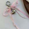 Imitation Pearl Bow Key Ring Ribbon Beaded Keychain Korean Style Hanging Accessories Y2K Heart Bag Pendant School