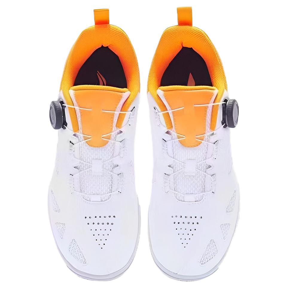 Li Ning Mage ESS износостойкие дышащие низкие кроссовки для настольного тенниса унисекс Белый Оранжевый APTT001-2