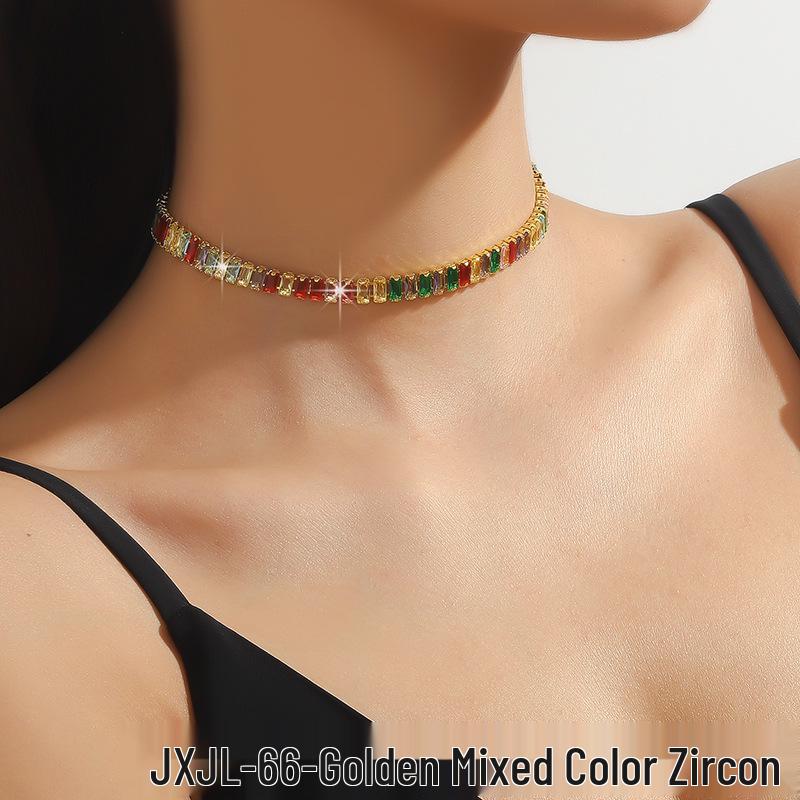 Elegant Zircon Choker Necklace: European and American Style