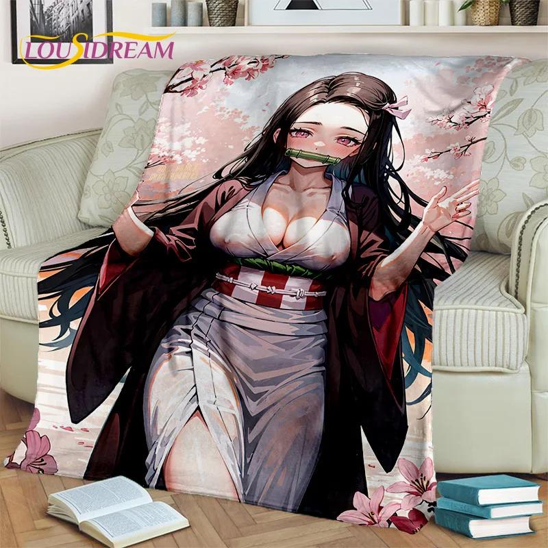 Kamado Nezuko Demon S-Slayer Japan Anime Soft Flannel Blanket для кроватей, спален, диванов, пикников, пледов для детей, отдыха на свежем воздухе