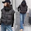 Жилет с капюшоном Жилет Утепленный Двойная молния Пуховый Хлопковый жилет Женский Осенне-зимний Короткая хлопковая куртка Пальто.