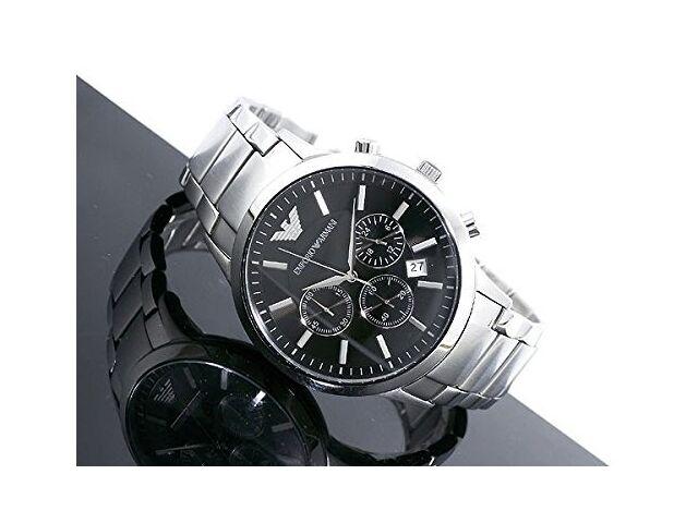 Emporio Armani Chrono Quartz Men's Watch AR2434 Silver Stainless Steel Day NEW