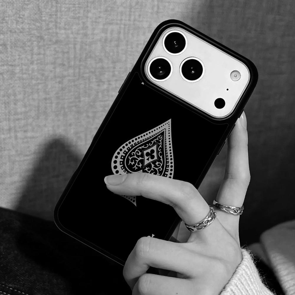 Чехол Case для iPhone 17 Air 16 Pro Max 15 Plus 11 13 Mini 14 12 Задняя крышка телефона Пики Покер Игральные карты Туз Арт