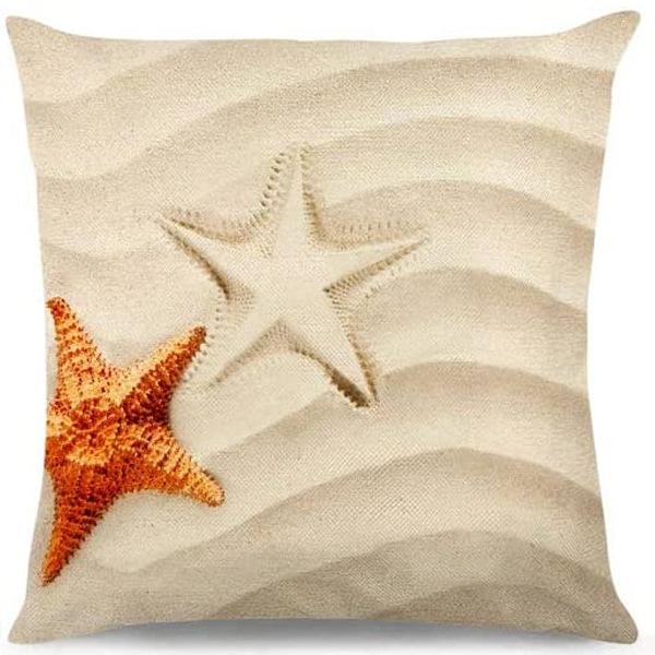 Summer Hot Style Ocean Style Pillow Beach Shell Pattern Blue Pillow Case Home Sofa Pillow Case Cushion Cover