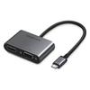 Многопортовый USB-C хаб Ugreen CM162: HDMI, VGA, USB-A 3.0, USB-C PD Зарядка - Изящный серый дизайн