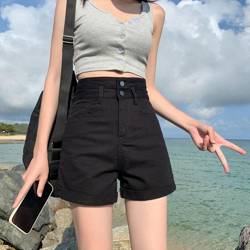 Летние женские уютные джинсы Джинсовые шорты Свободные повседневные шорты с закатанными шортами Короткие брюки в корейском стиле