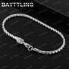 New 8 Inches 925 Sterling Silver 4MM Men Rope Bracelet Hip Hop Woman Fashion Charm Christmas Gift Jewelry Wedding
