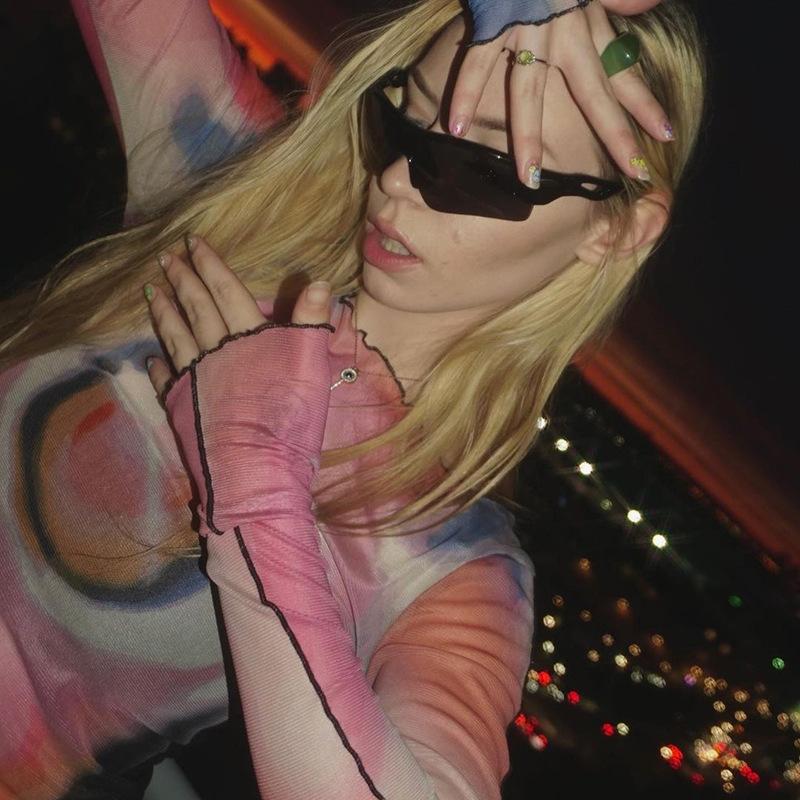 Сексуальные женские сетчатые футболки, прозрачная футболка с буквенным принтом и круглым вырезом, прозрачная футболка с длинными рукавами, женские топы