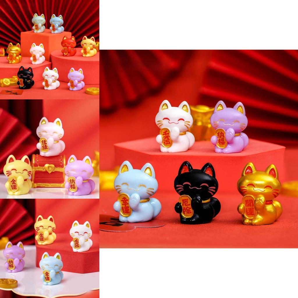 Милые полимерные миниатюры кошек удачи для автомобиля или стола, разных цветов для удачи и процветания