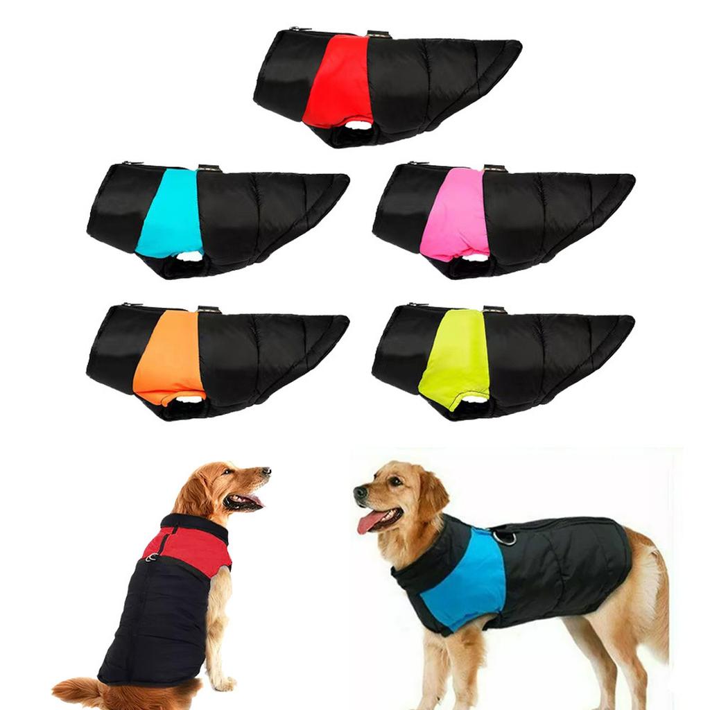 Pet Warm Large Dog Vest Puppy Ski Coats Padded Winter Warm Dog Clothes Pet Vest Zipper Jacket