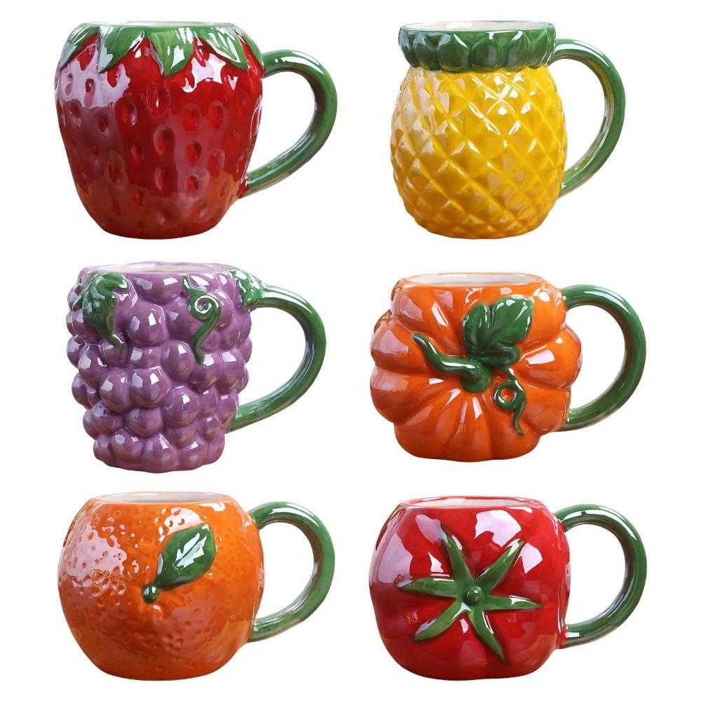 Fruit Shape Water Cups Porcelain 3D Ceramic Cup Adorable Milk Container Household