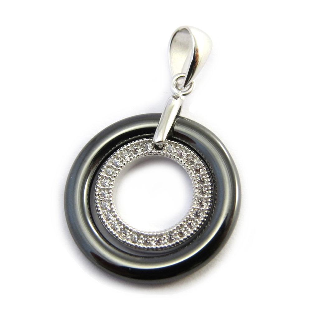 Les Trésors De Lily [N3027] - Серебряный кулон "Сисси" черный (керамика)