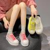 Fashion 2024 New Women Thick Sole Canvas Shoes Female Low Top Solid Sneakers Breathable Upper Summer Students Elevator Shoes