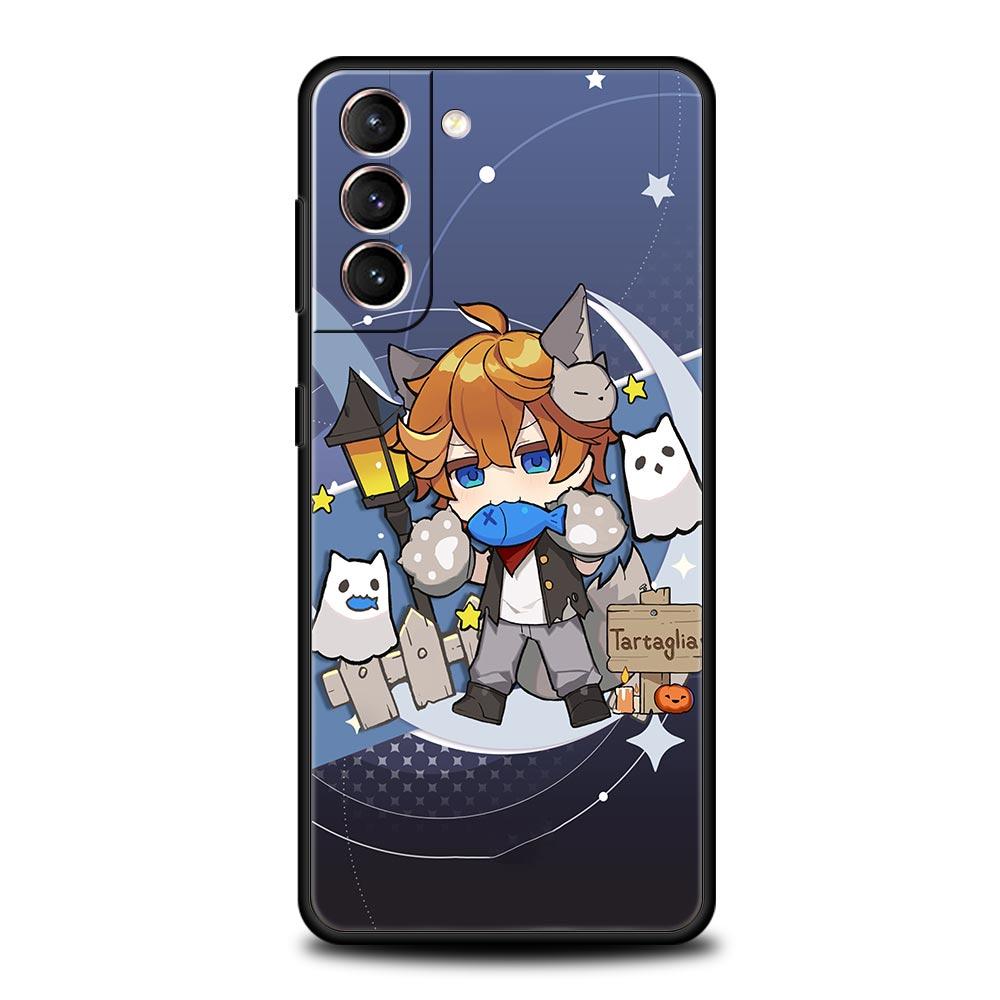 Милый Genshin impact xiao Для Samsung Galaxy S22 Ultra S20 S21 FE 5G S10 S9 Plus S10E S8 Чехол для телефона Note 10 Lite 20 Черная крышка