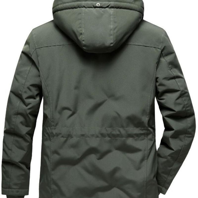 Men's Winter Extra Fleece and Thick Casual Overalls Coat Lamb Fleece Lining Quilted Jacket