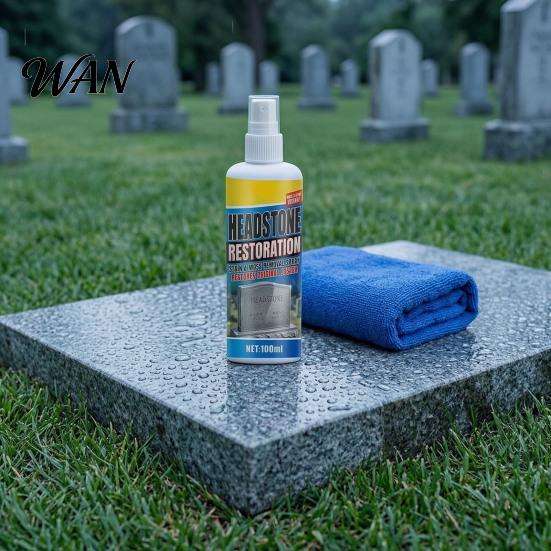 Black Stain Remover Tombstone Headstone Restoration And Cleaning Spray, Monument Cleaner for Granite Marble Cemetery Memorials, Gentle Stone Care Way