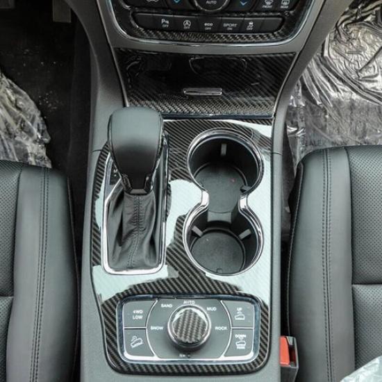 Carbon Fiber Car Gear Shift Panel Cover Trims For Jeep Grand Cherokee 16-18