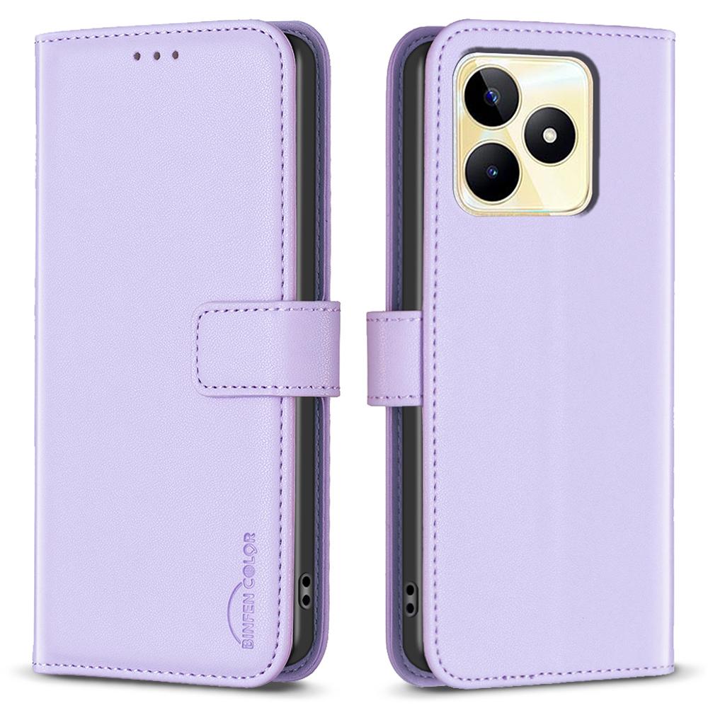 BINFEN COLOR BF17 For Realme C53 (Global)/C53 (India)/C51 Phone Cover Wallet Stand Design Dustproof TPU+PU Leather Case