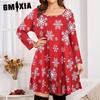 GMXIA Женская мода с рождественским принтом на рукавах, женская одежда больших размеров