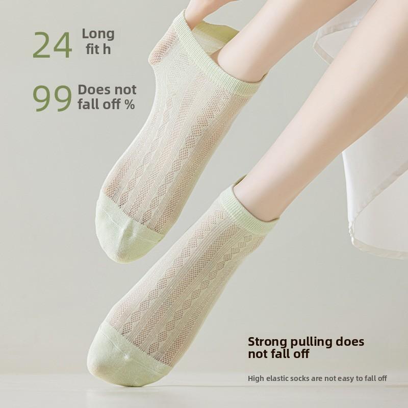 7 пар женских летних тонких хлопковых сетчатых дышащих спортивных коротких носков с подъемом ушей