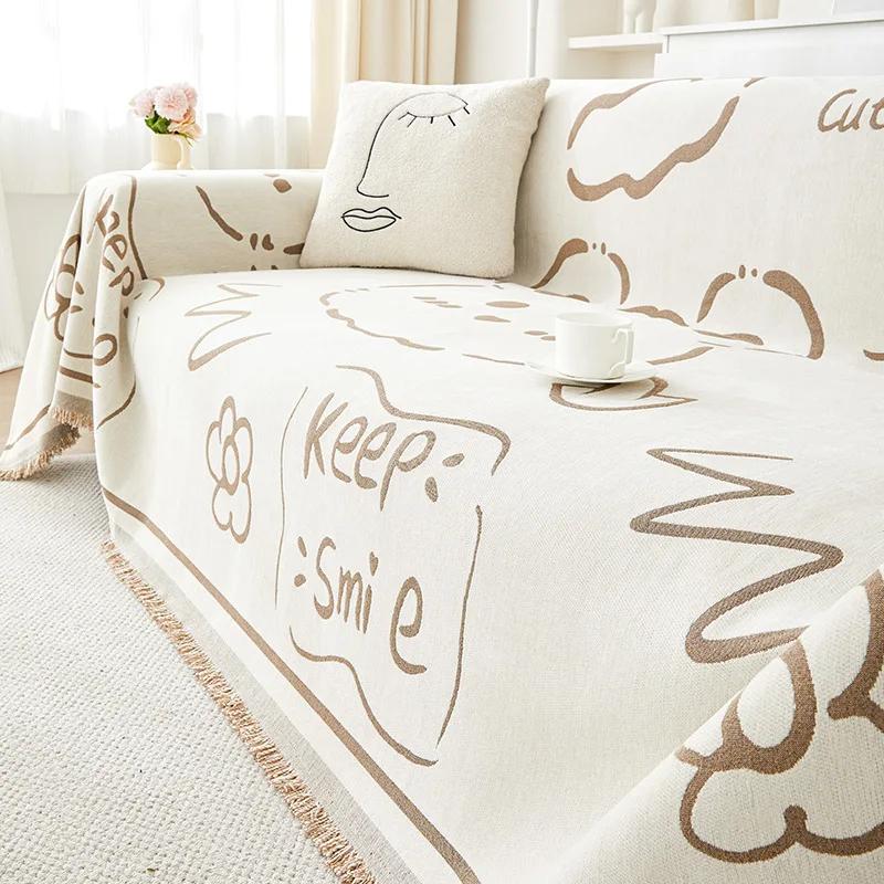 Nordic Style Cartoon Simple Chenille Sofa Cover Cloth Anti-cat-scratch Four Seasons Universal Sofa Towel Sofa Cover Sofa Cover