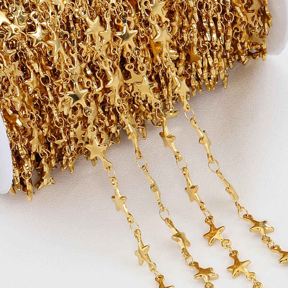 2Meters 1Meter 5mm Star Chains Stainless Steel Necklace Chain for Jewelry Making Findings DIY Handmade Materials Supplies