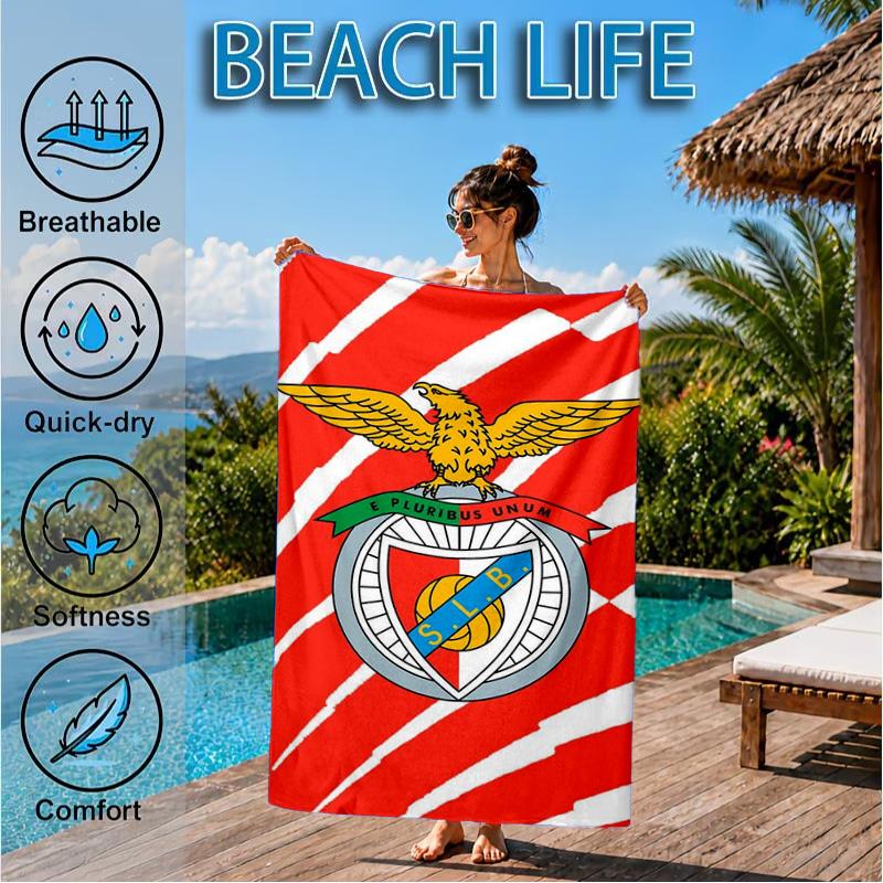 Ben Football Crest Printed Microfiber Beach Towel, Soft And Absorbent, Quick-Dry, Ideal for Summer Travel, Beach Essential, Swimming Pool