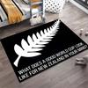 New Zealand Silver Fern Text Quote Print Area Rug Non‑Slip Rectangular Floor Mat National Theme Home Entry Decor