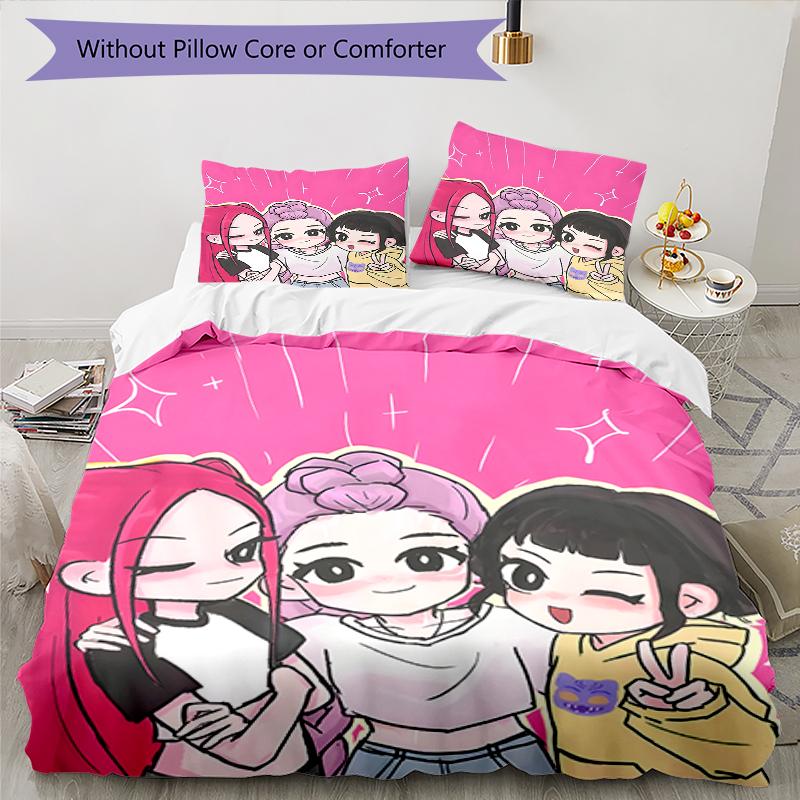 3pcs KPop Demon Hunters7 Design Cover Set - HD Printed Bedding with 1 Cover and 2 Pillowcases - Perfect for Home and Dorm Decor