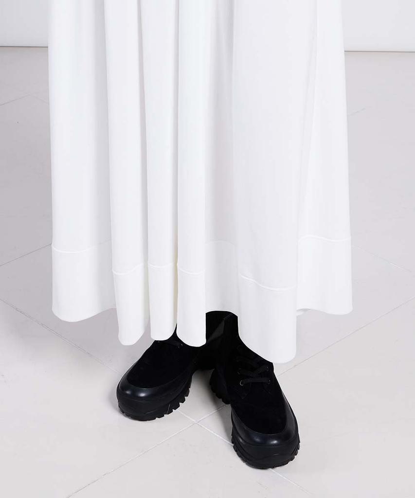 Стандартный длинный платье со сборками на талии [Двойная одежда] [ОСНОВНОЙ]