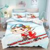Fujiya Peko Chan 3D Print Bedding Set, Cute Japanese Cartoon Duvet Cover with Pillowcases, Kids Girls Bedroom Decor Bedding
