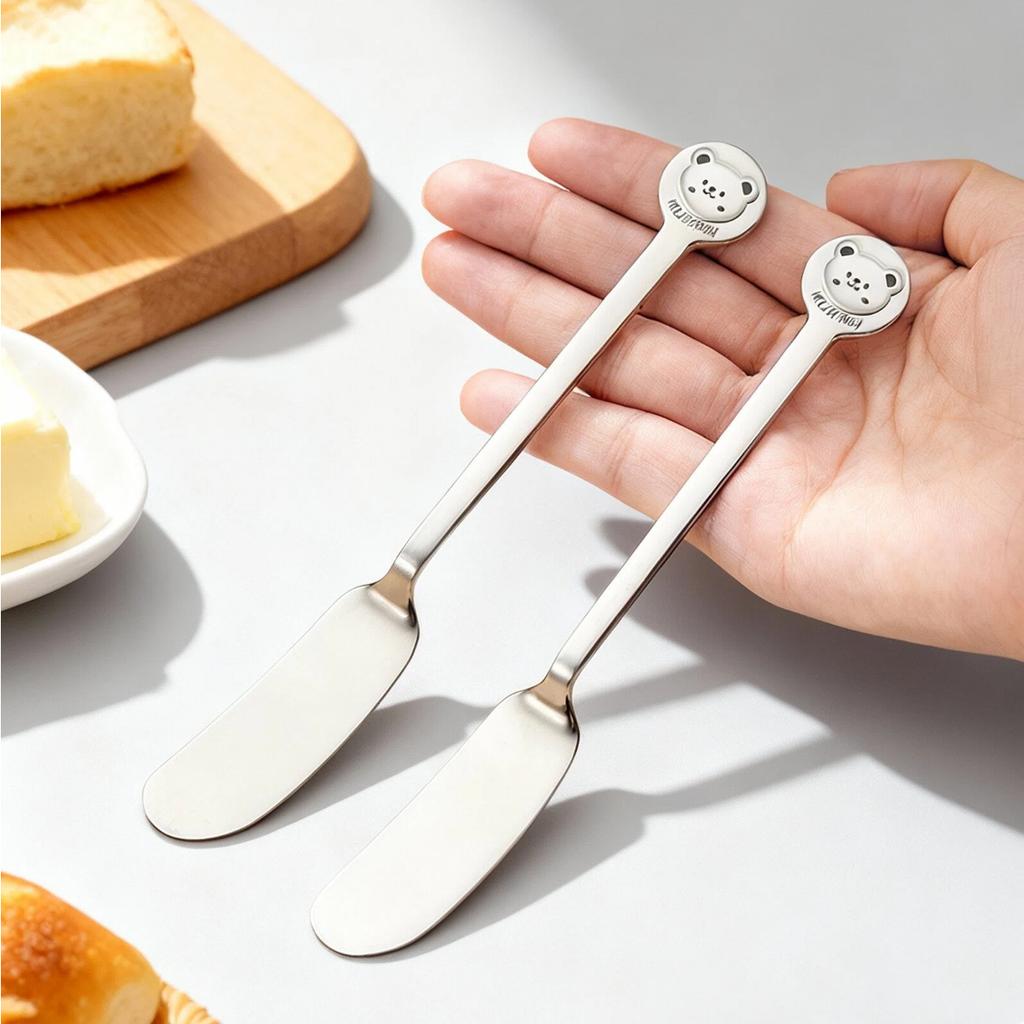 1/2PCS 316 Stainless Steel Butter Knife Cute Long Handle Bread Jam Knife Cream Spreader Cheese Cutter Tableware Kitchen Gadget