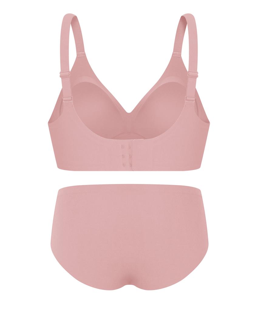 Elleuineoweeo [Glamour Fit] Комплект бюстгальтер и трусики с эффектом затенения - Розовый