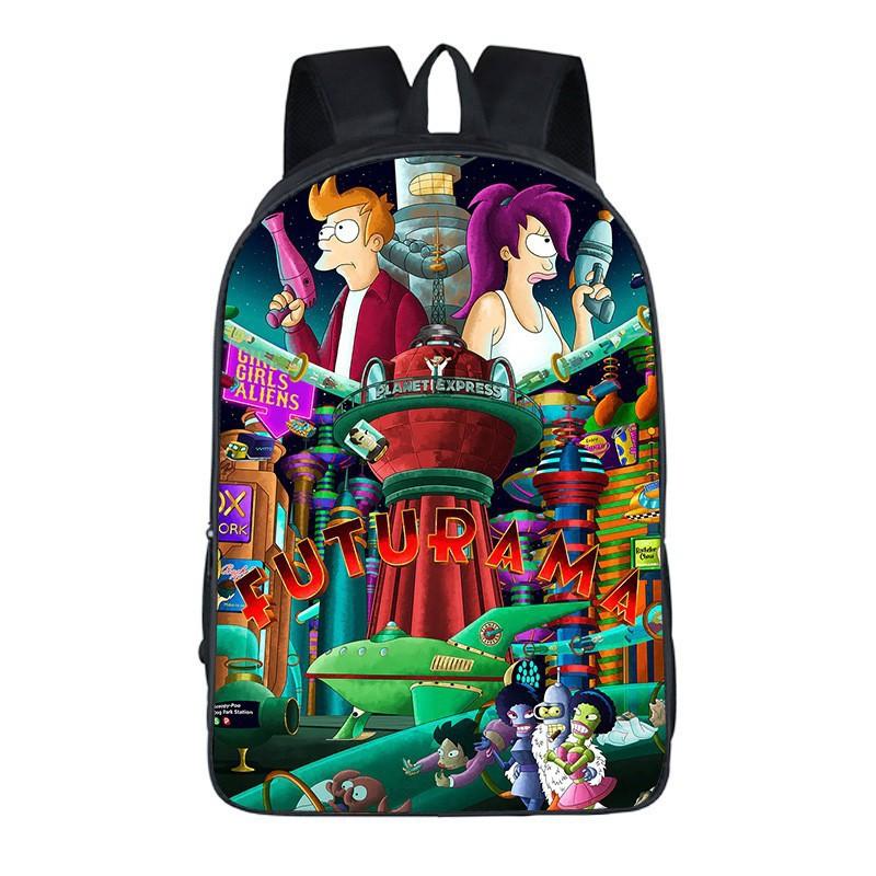 Школьный рюкзак Futurama Начальная и средняя школа Большая вместимость Многослойный Многофункциональный рюкзак Рюкзак для путешествий на открытом воздухе