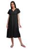 Solid Short Sleeve Nightdress For Ladies Button Placket Nightwear