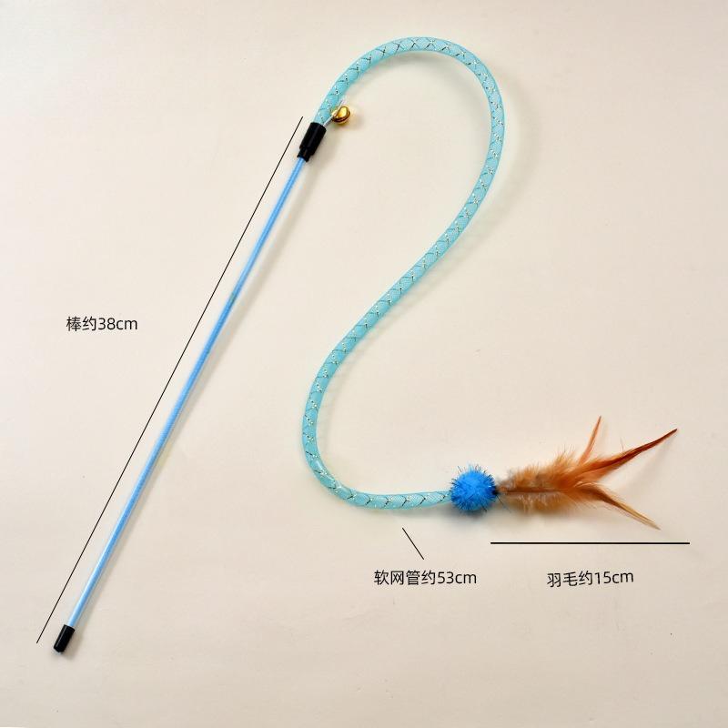 Кошачья Змея Кошачья Дразнилка Палочка Эластичная Сетчатая Трубка Перья Шерстяной Комок Кошачья Дразнилка Кошачья Игрушка Питомец Интерактивная Саморазвлекательная
