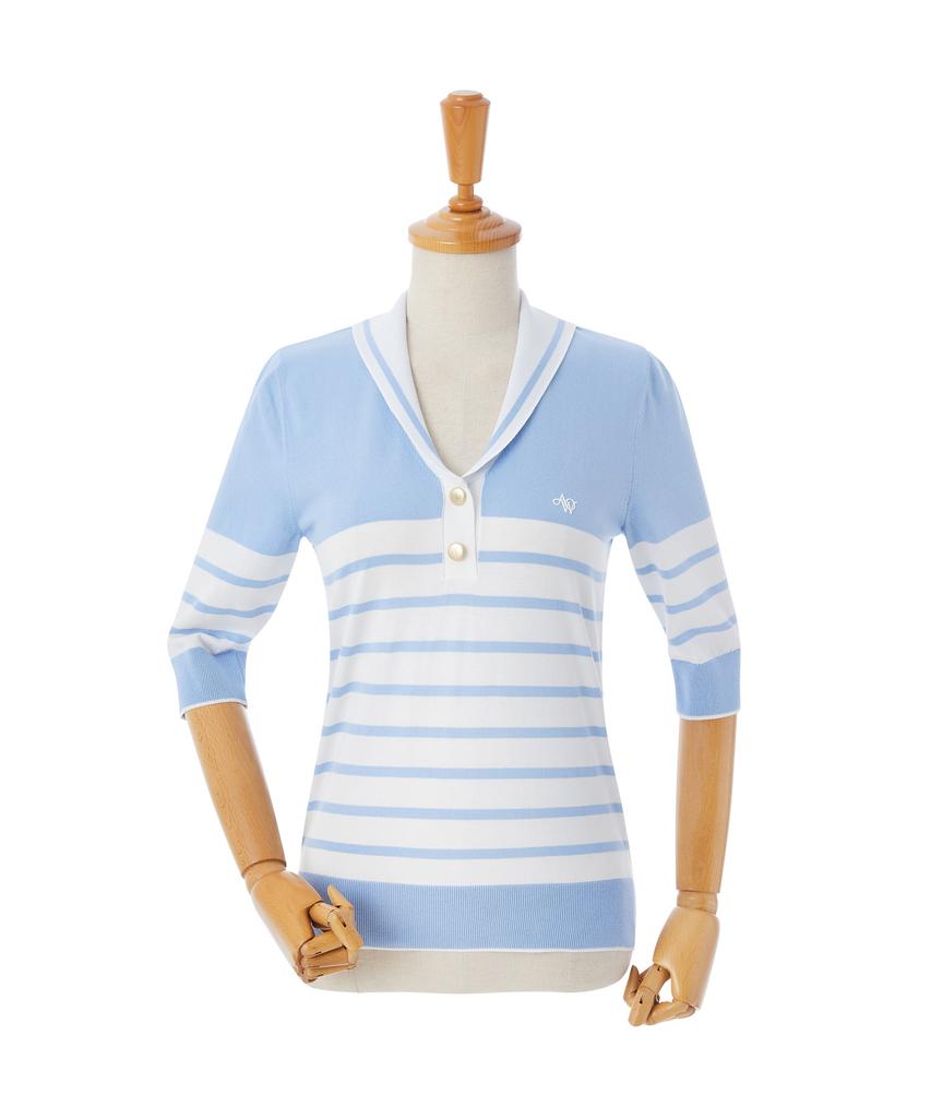 AOW Stripe Sailor Collar Knit