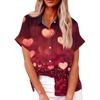 Женская свободная повседневная рубашка с короткими рукавами и отворотом с цифровым принтом и карманом